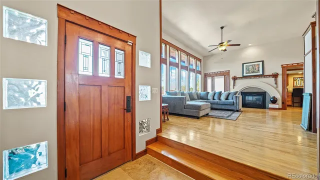 a living room with furniture or couch and a fireplace