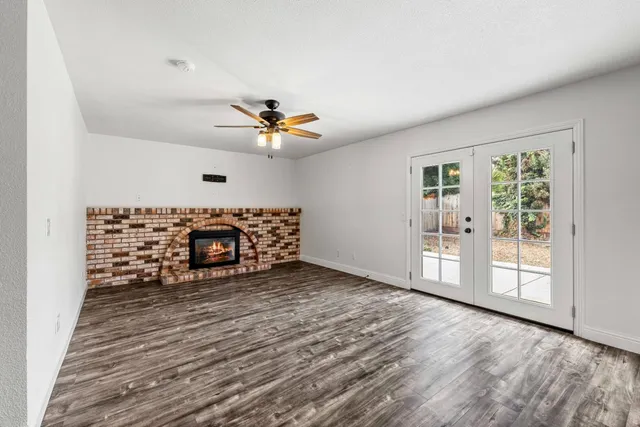 a view of a livingroom with a fireplace