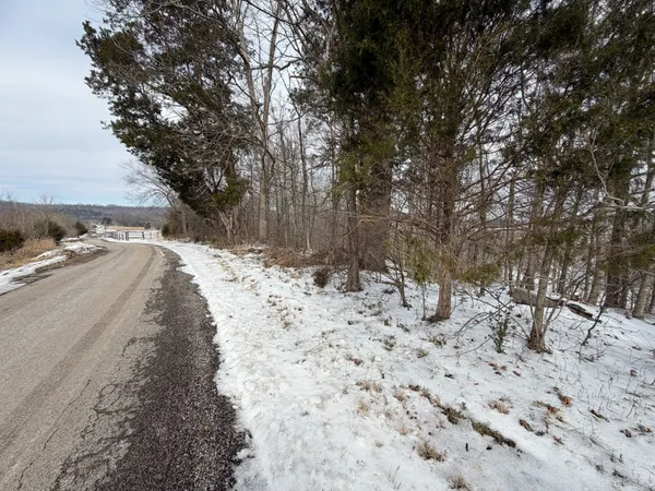 a view of snow on the side of the road