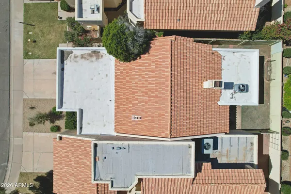 an aerial view of a house