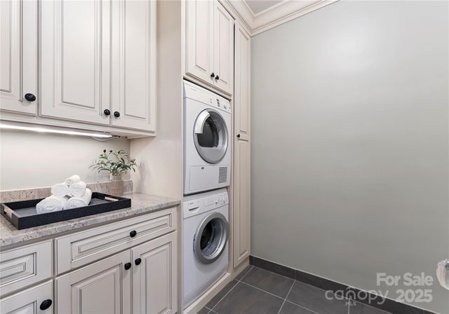 a close view of a sink and washer dryer