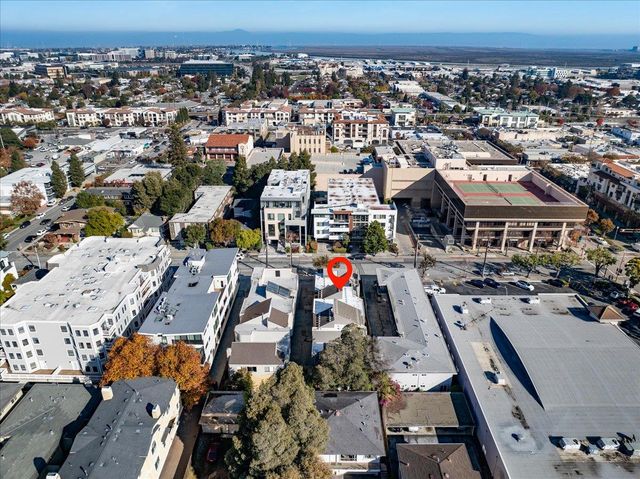 an aerial view of a house