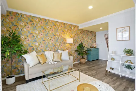 a living room with furniture and a couch