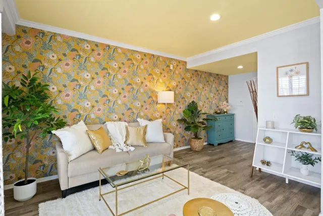 a living room with furniture and a couch