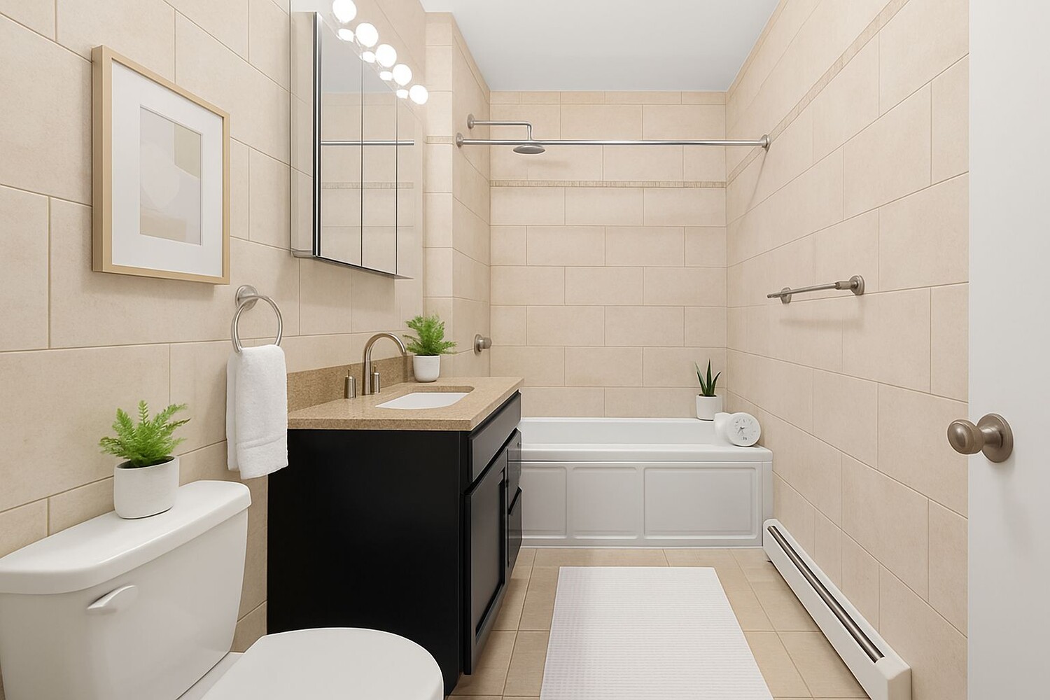 229 West 116th Street, Unit 2B Manhattan, NY 10026 - Photo 9 of 18 a bathroom with a sink a toilet and shower