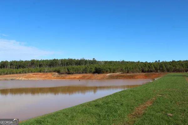 a view of a lake from a yard
