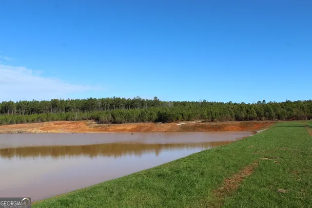 a view of a lake from a yard