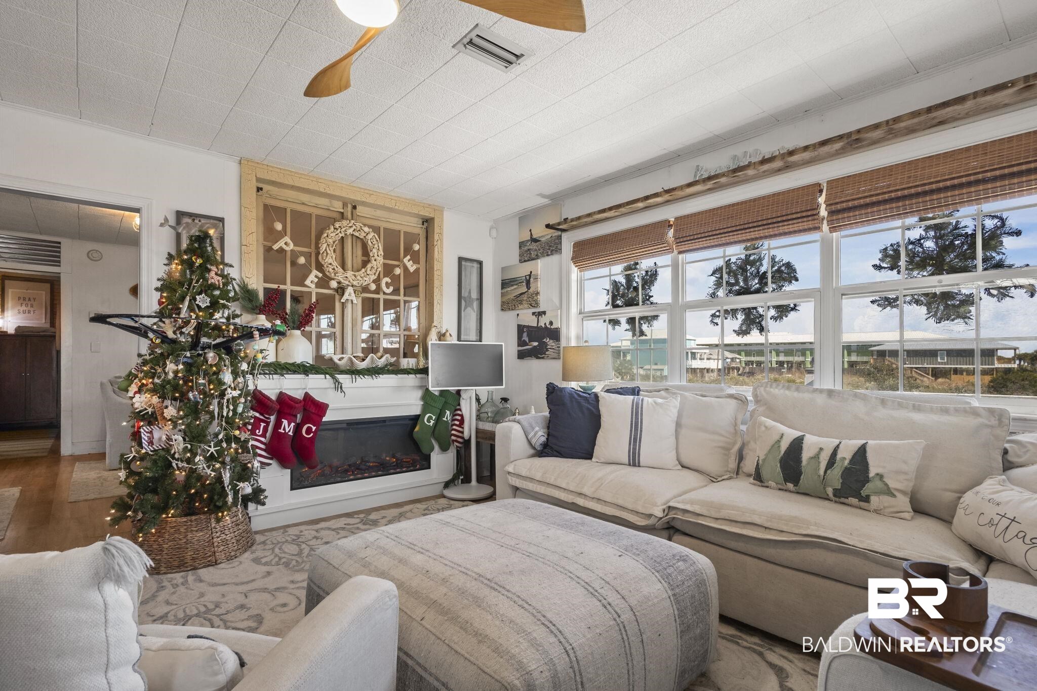 2514 Muscogee Road Gulf Shores, AL 36542 - Photo 8 of 60 Living room with hardwood / wood-style floors and ceiling fan