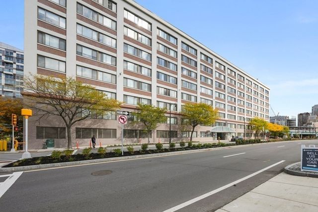 a view of a building and a street