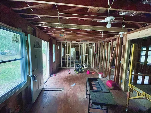 a view of a porch with furniture