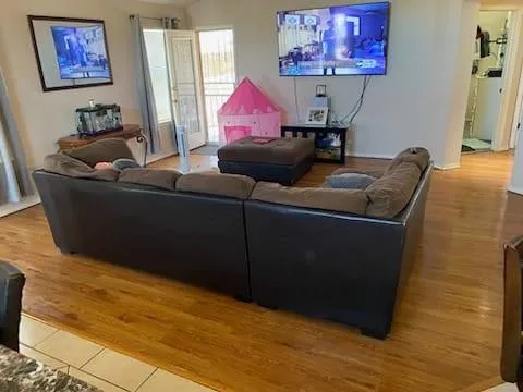 a living room with furniture