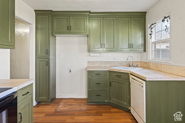 465 North Main Street Richfield, UT 84701 - Photo 21 of 43 Kitchen with a sink, dishwasher, green cabinets, and tile counters