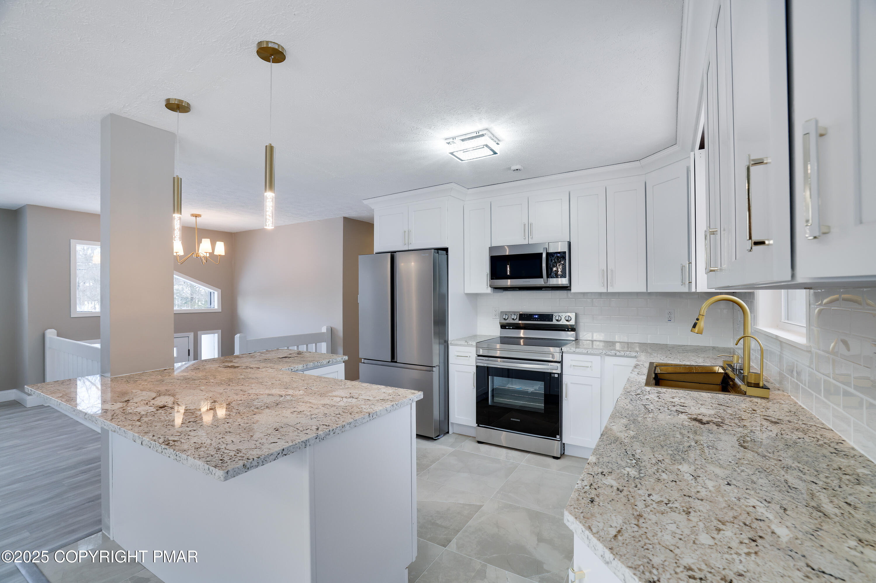 1254 Winding Way Tobyhanna, PA 18466 - Photo 14 of 46 a kitchen with stainless steel appliances granite countertop a sink stove and refrigerator