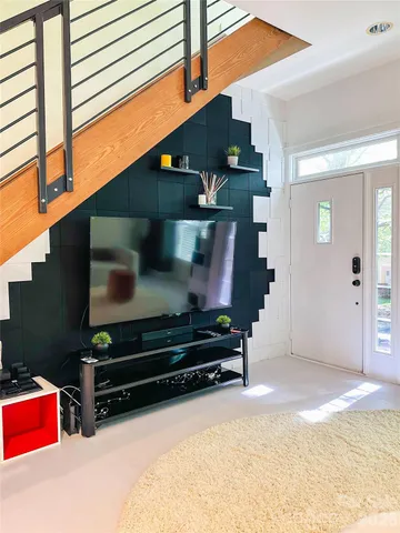 a living room with furniture
