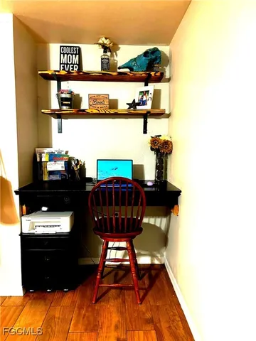 a view of dinning room with furniture and window