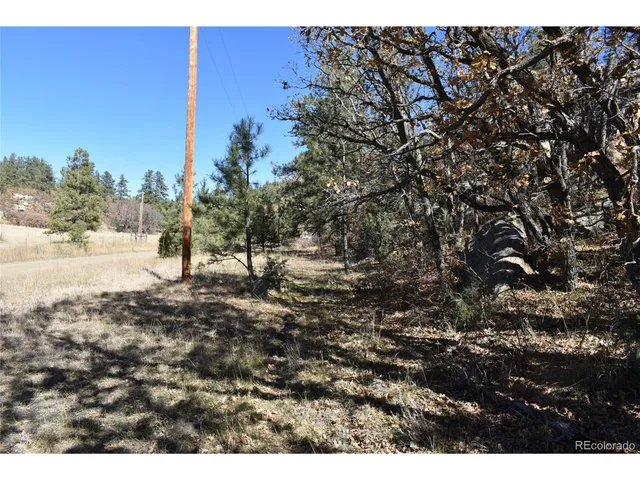 a view of a yard with wooden fence