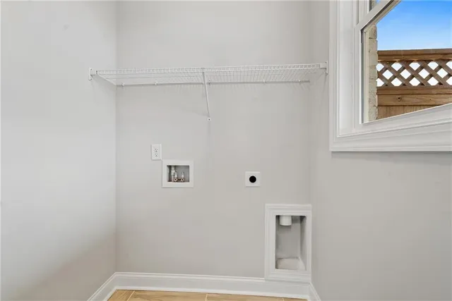 a view of small space with racks on the wall