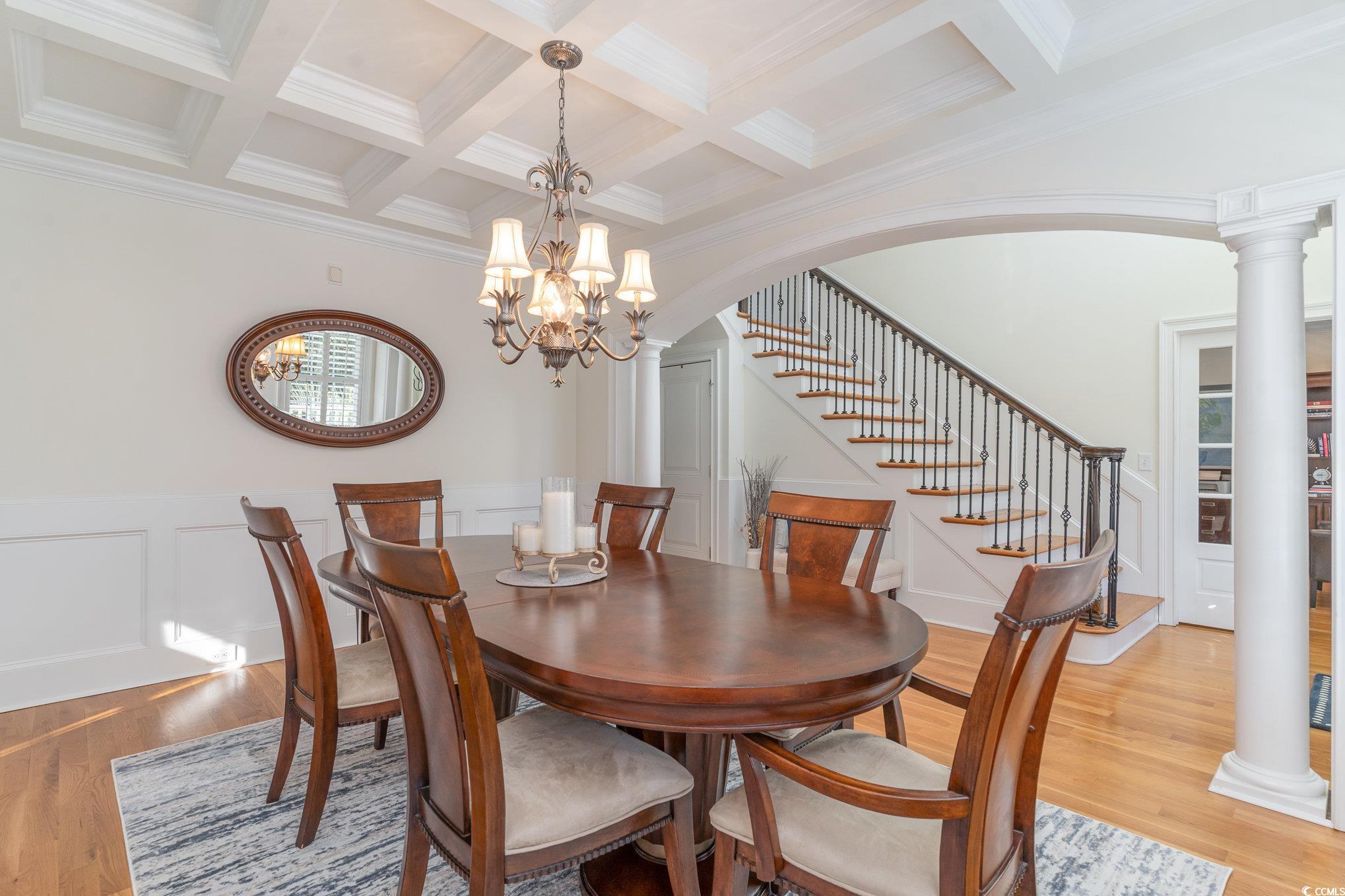 80 Stonington Drive Murrells Inlet, SC 29576 - Photo 8 of 40 Perfect for large family gatherings. Coffered Ceiling Wainscoting & Oak floors.