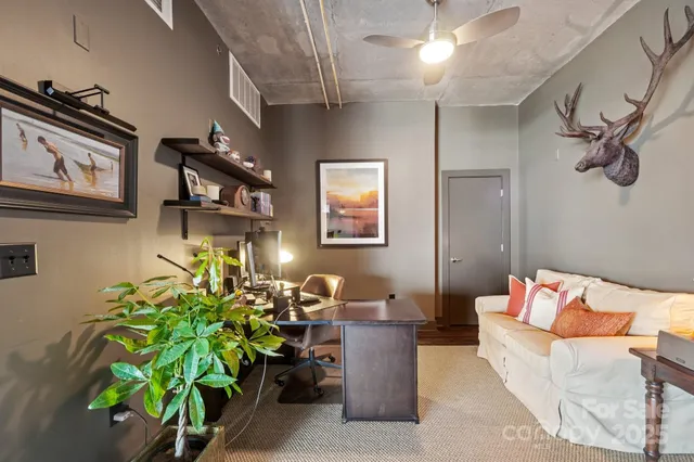 a workspace with furniture