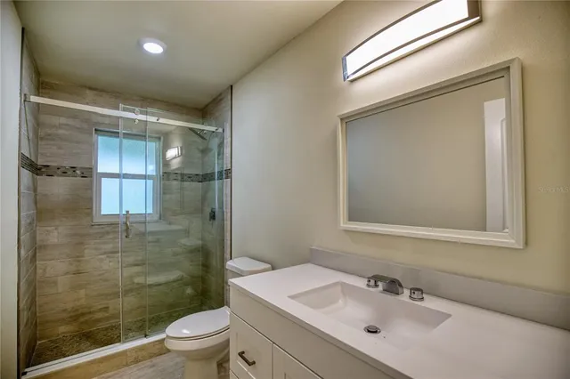 an empty room with a workspace