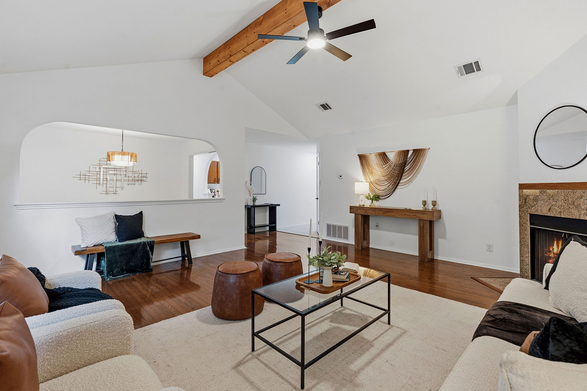 2702 Calabash Cove Austin, TX 78745 - Photo 9 of 40 a living room with furniture and a fireplace