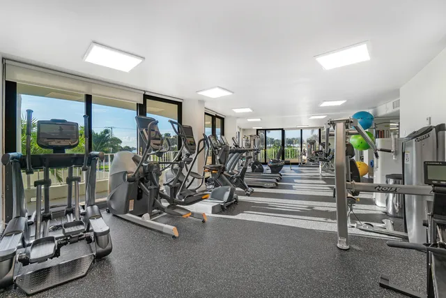 a view of a room with gym equipment