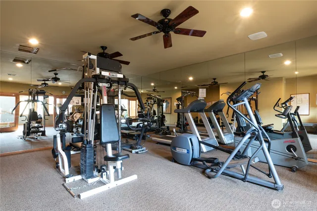 a view of a room with gym equipment