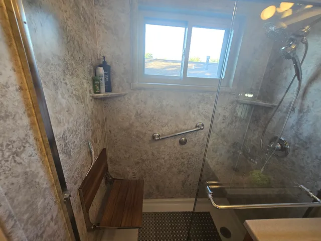 a bathroom with a shower