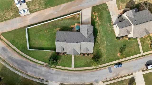 an aerial view of a house