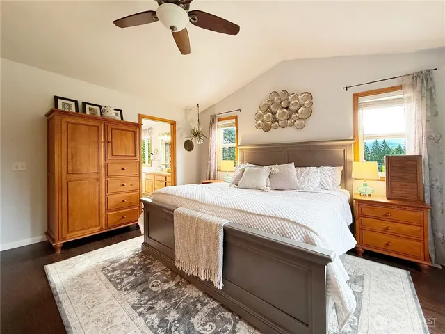 a view of a backyard with plants and a fountain