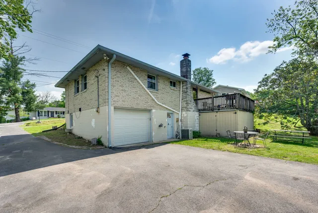a view of backyard with plants and trees