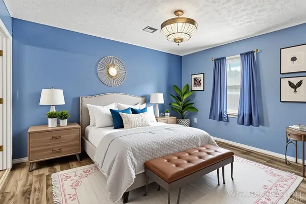 a bedroom with bed and a window