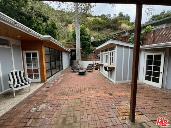 a view of outdoor space with seating area