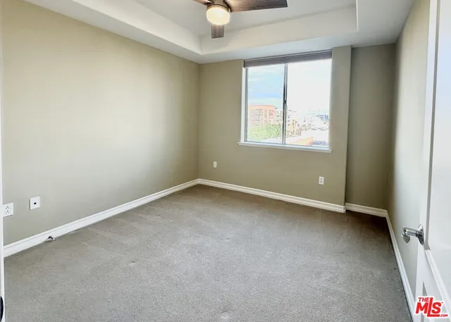 an empty room with a door