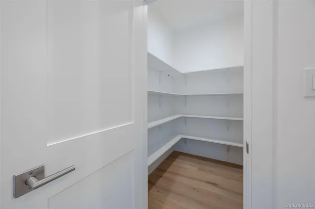 a view of an empty walk in closet