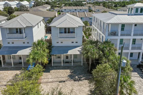 a aerial view of a house with a garden