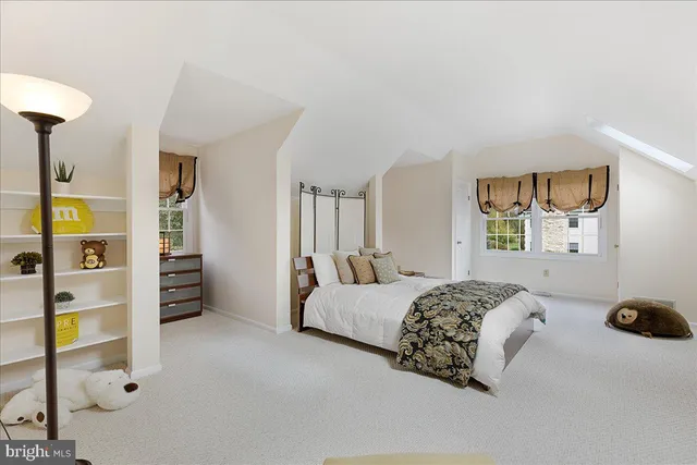 a bedroom with a bed and a walk in closet