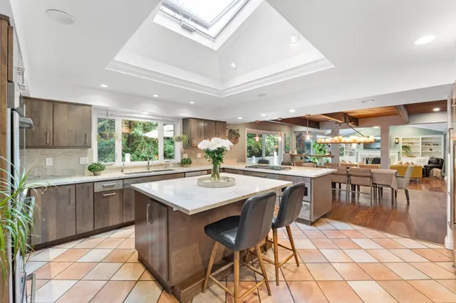 a kitchen with lots of counter top space