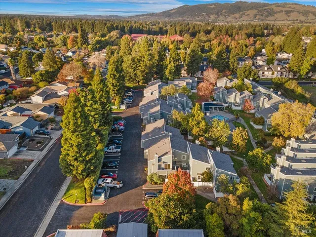 an aerial view of residential house with an outdoor space