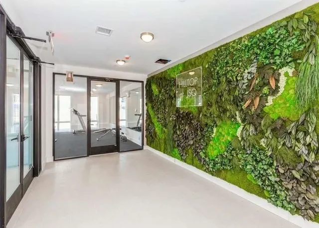 a view of a porch and garden