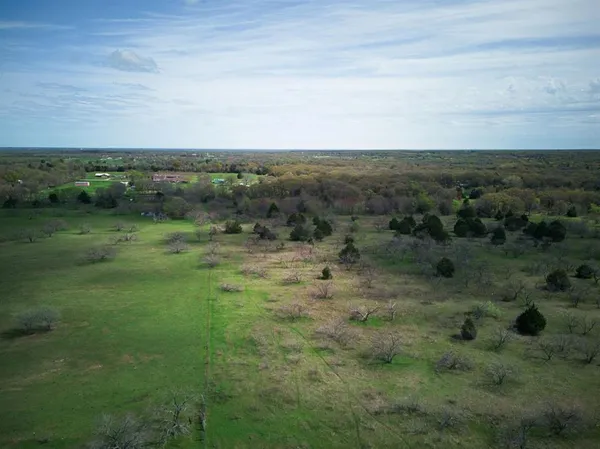 a view of a green field with lots of trees