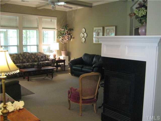 6213 Oconner Street Raleigh, NC 27617 - Photo 7 of 15 a living room with furniture and a fireplace