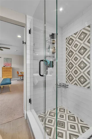 a bathroom with a shower