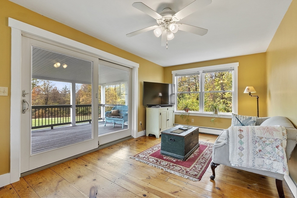 4 Elm Avenue Royalston, MA 01368 - Photo 22 of 42 a living room with furniture a flat screen tv and floor to ceiling windows