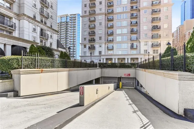 a view of building with large windows