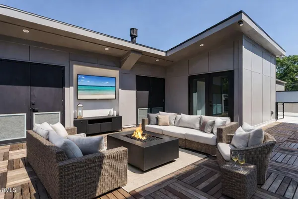 a living room with furniture