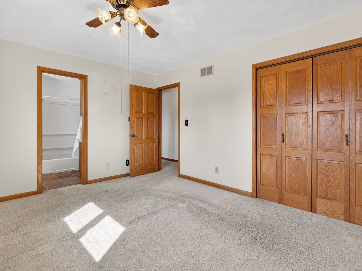 185 North Dewey Street Diamond, IL 60416 - Photo 18 of 39 an empty room with closet and a chandelier fan