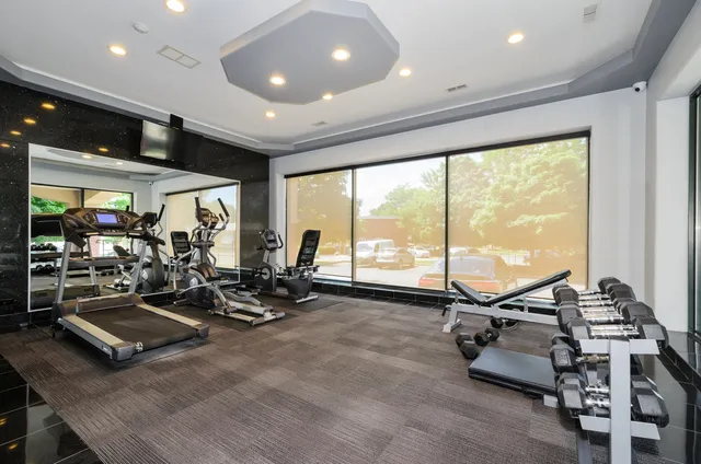 a view of a room with gym equipment