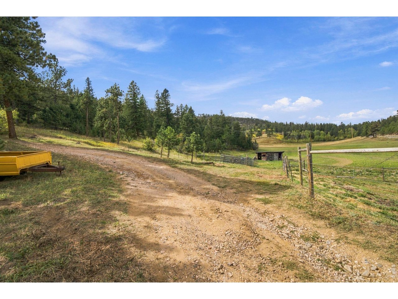 This private drive leads to a potential building site, with electricity already installed.