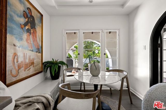 a dining room with furniture